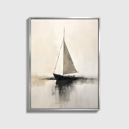 Abstract Painting Of Boat In Black And White