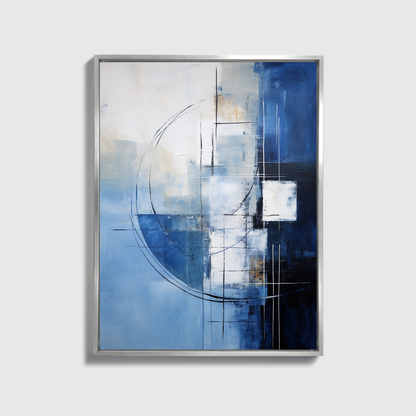 Abstrakte blaue und weiße moderne Malerei