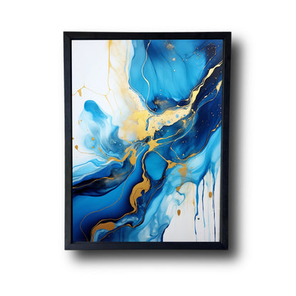 Abstract Painting White Blue And Gold 3.0