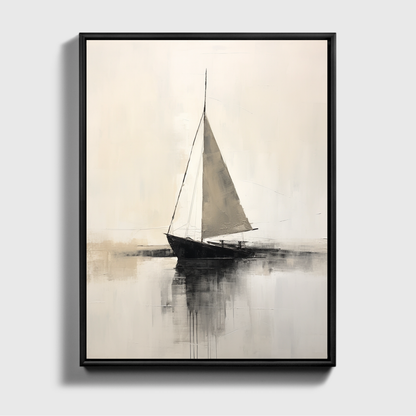 Abstract Painting Of Boat In Black And White