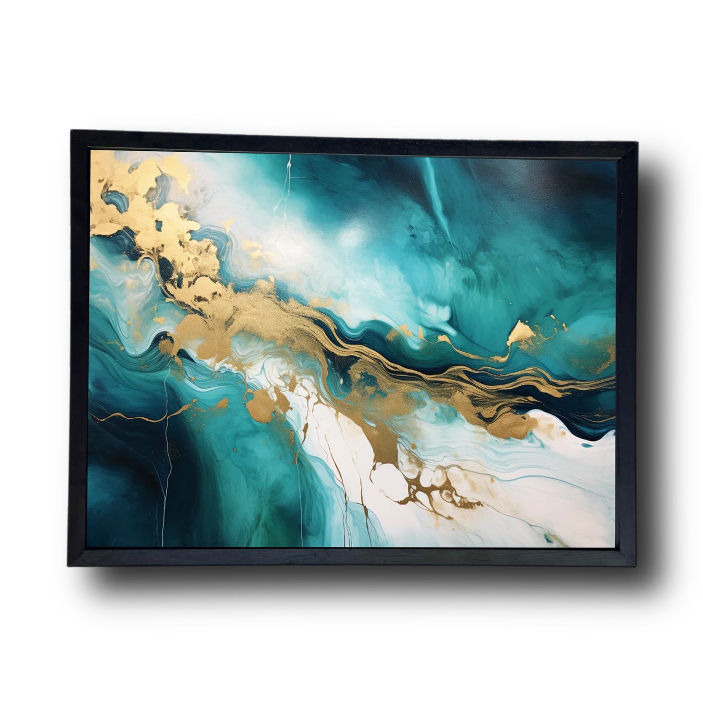 Abstract Painting With Turquoise Green And Gold