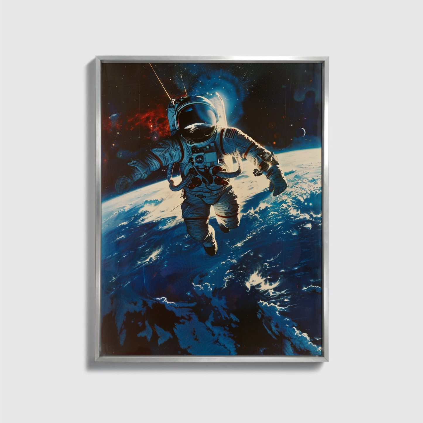 Austronaut fliegt über die Erde