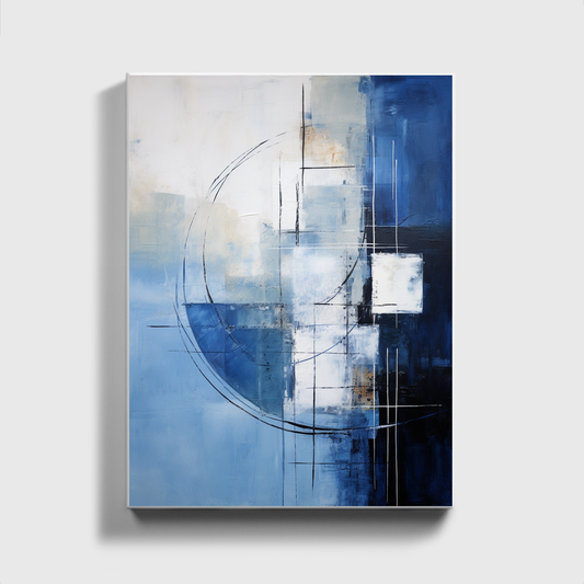 Abstract Blue And White Modern Painting