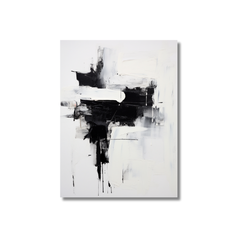 Black Abstract Painting With White