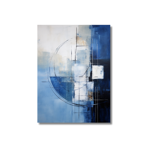 Abstract Blue And White Modern Painting