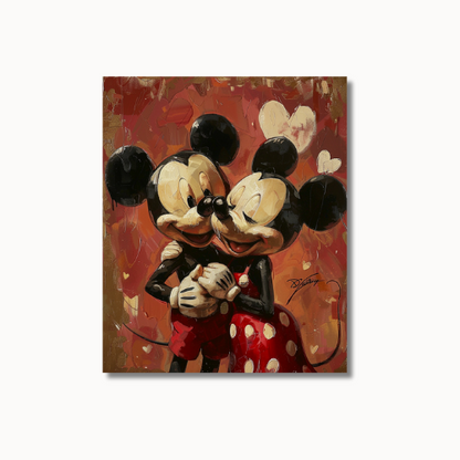 Mickey and Minnie romantic Love painted