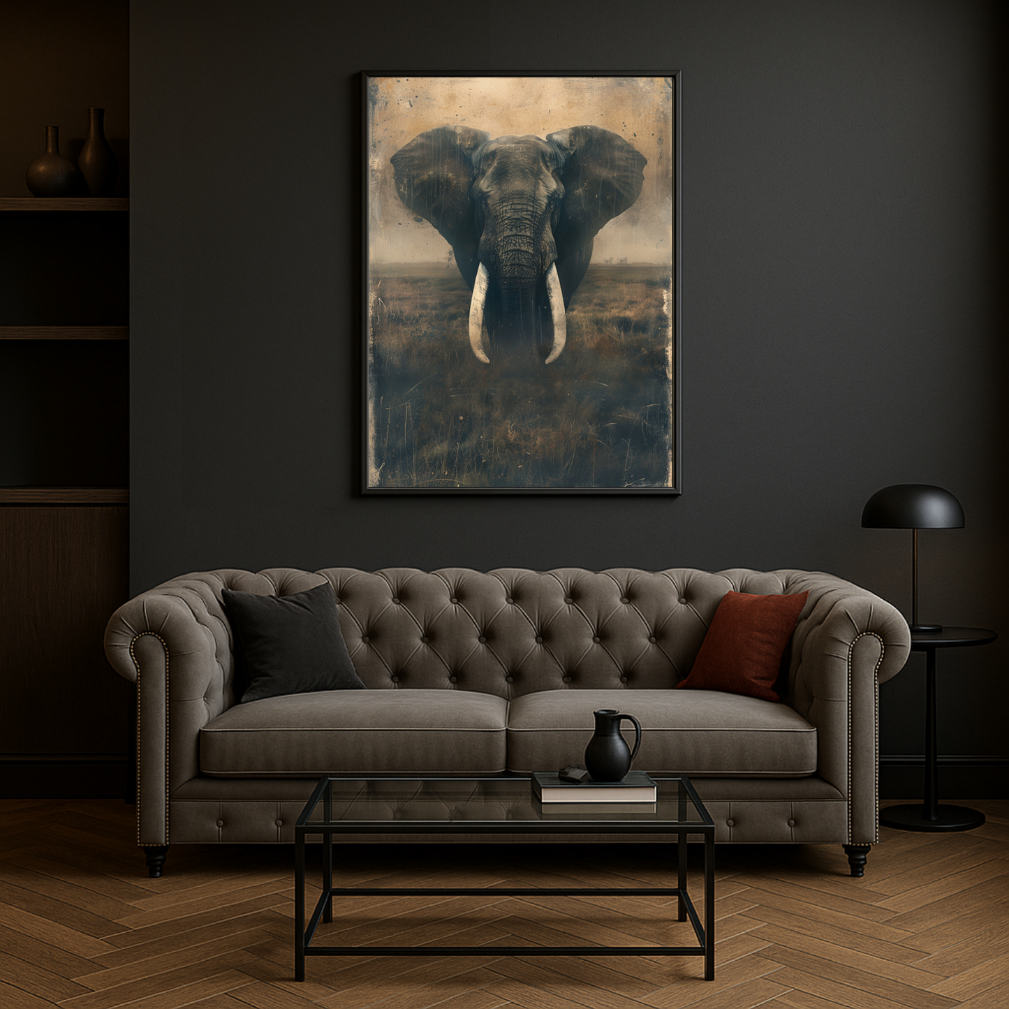 Bemalter Elefant auf dem Feld