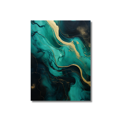 Abstract Golden And Swirls Green Painting 2.0