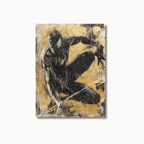 Gold and Black Painting of Spiderman