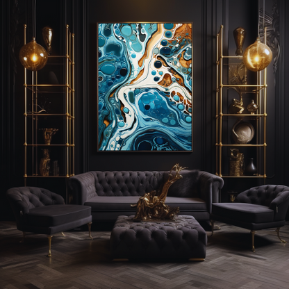 Abstract Painting Turquoise And White