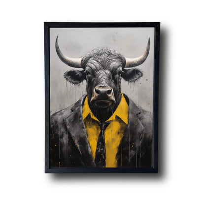 Abstract Black And White Paintinglack Bull