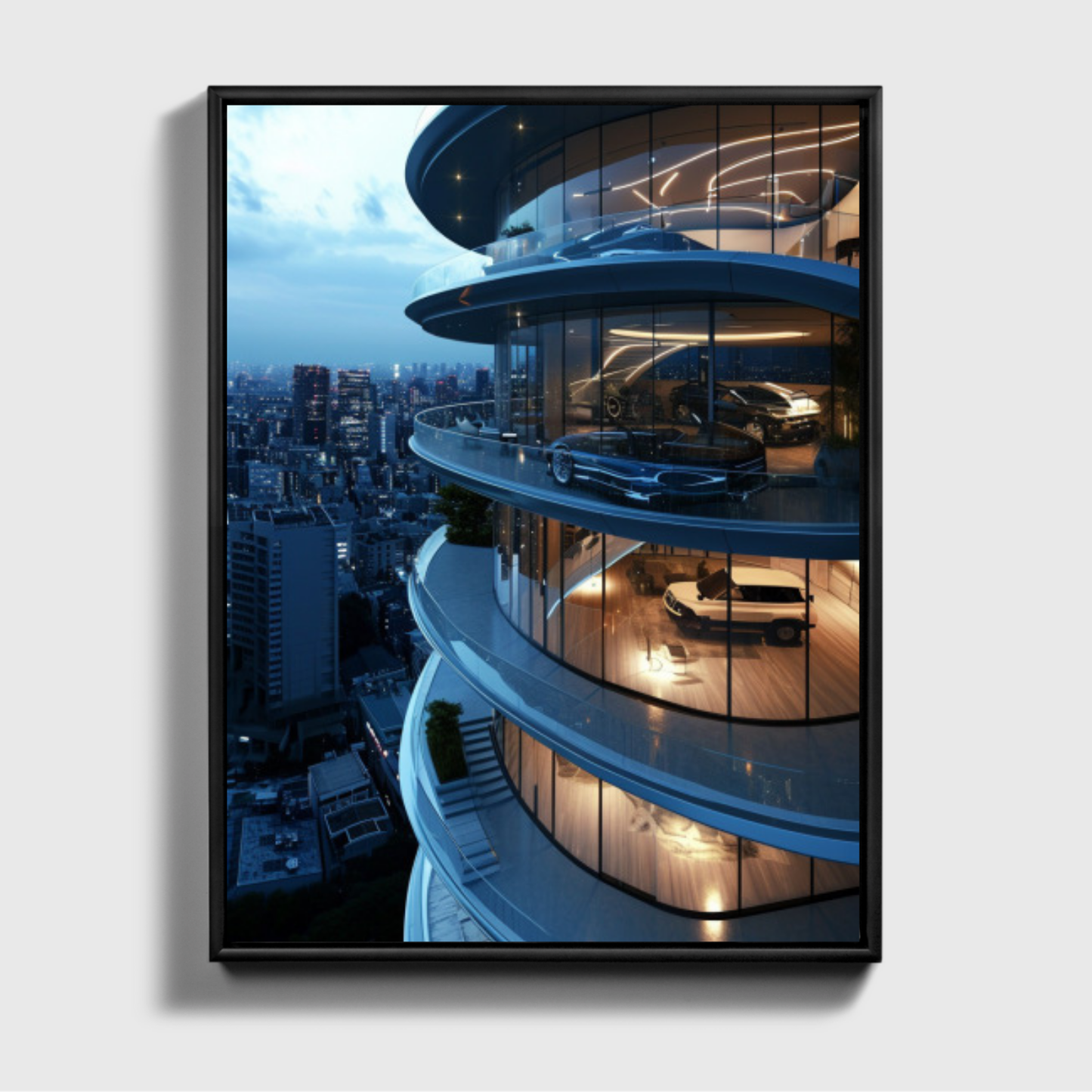 Außenansicht des Penthouse-Hochhauses in Tokio