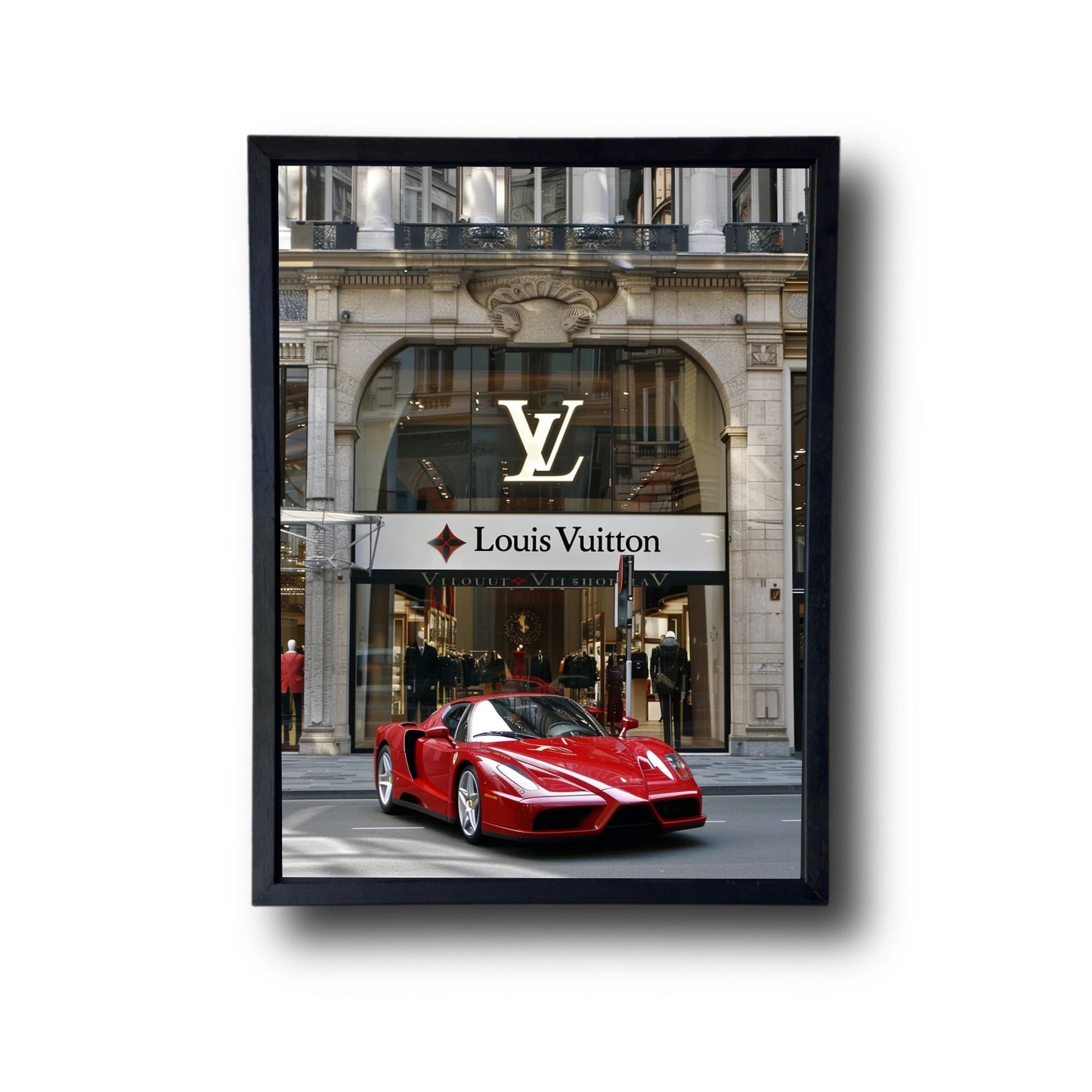 Ferrari Front of Louis Vuitton Store