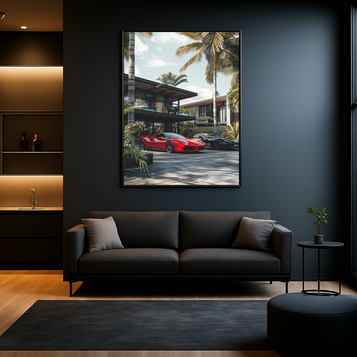 Luxusvilla mit Supercars-Front