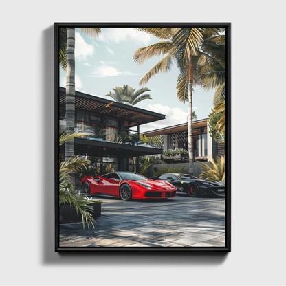 Luxusvilla mit Supercars-Front