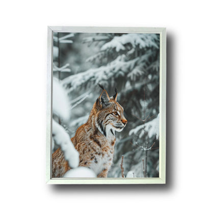 Side View Lynx CamouFlaged In Winterforest