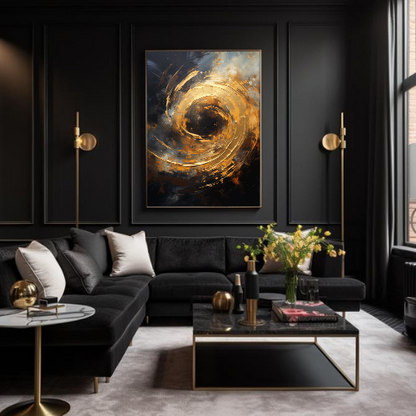 Modern Painting With Black And Gold