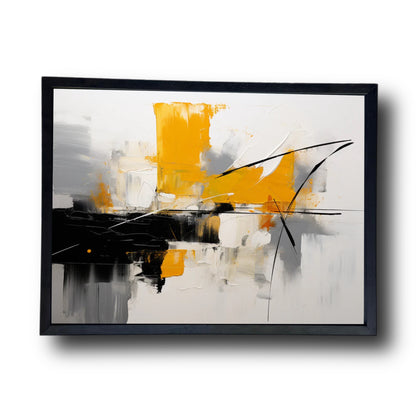 Abstract Painting Yellow Gray And White