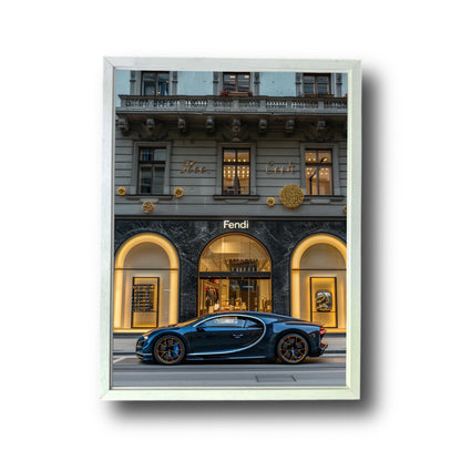 Bugatti Chiron Front of Fendi Store