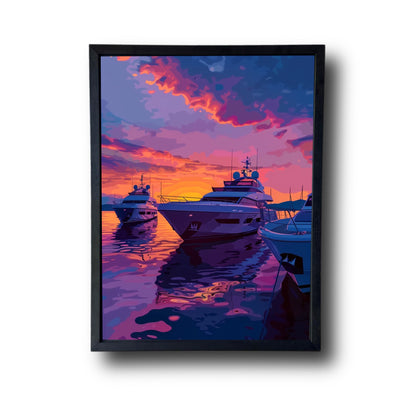 Purple Sunset Yacht Drawing