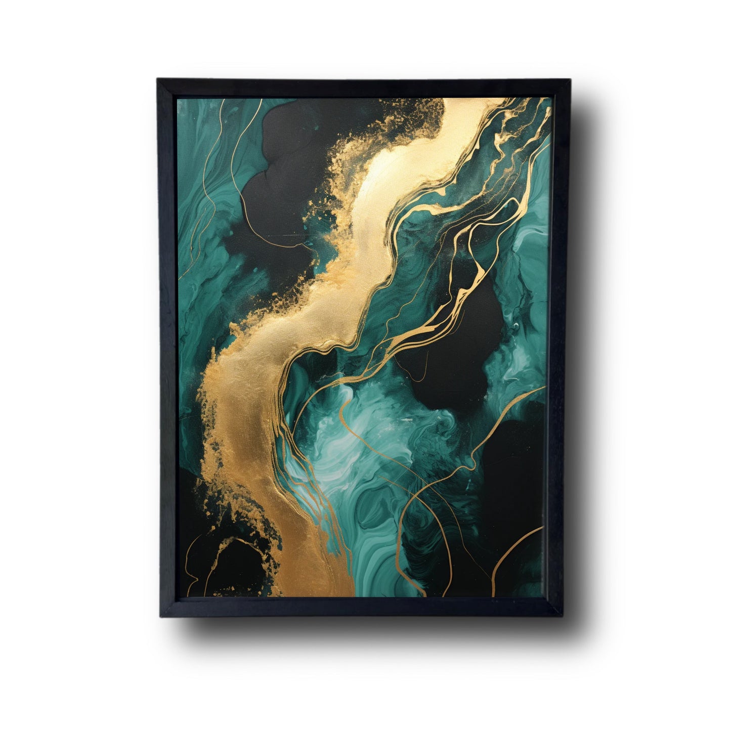 Abstract Golden And Swirls Green Painting 3.0