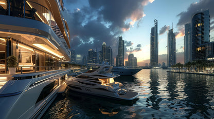 Dubai Marina Luxury Yachts Night