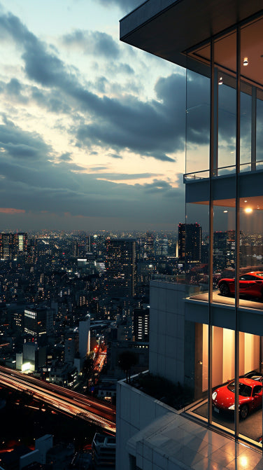 Tokyo High-Rise Penthouse Supercar Outside View