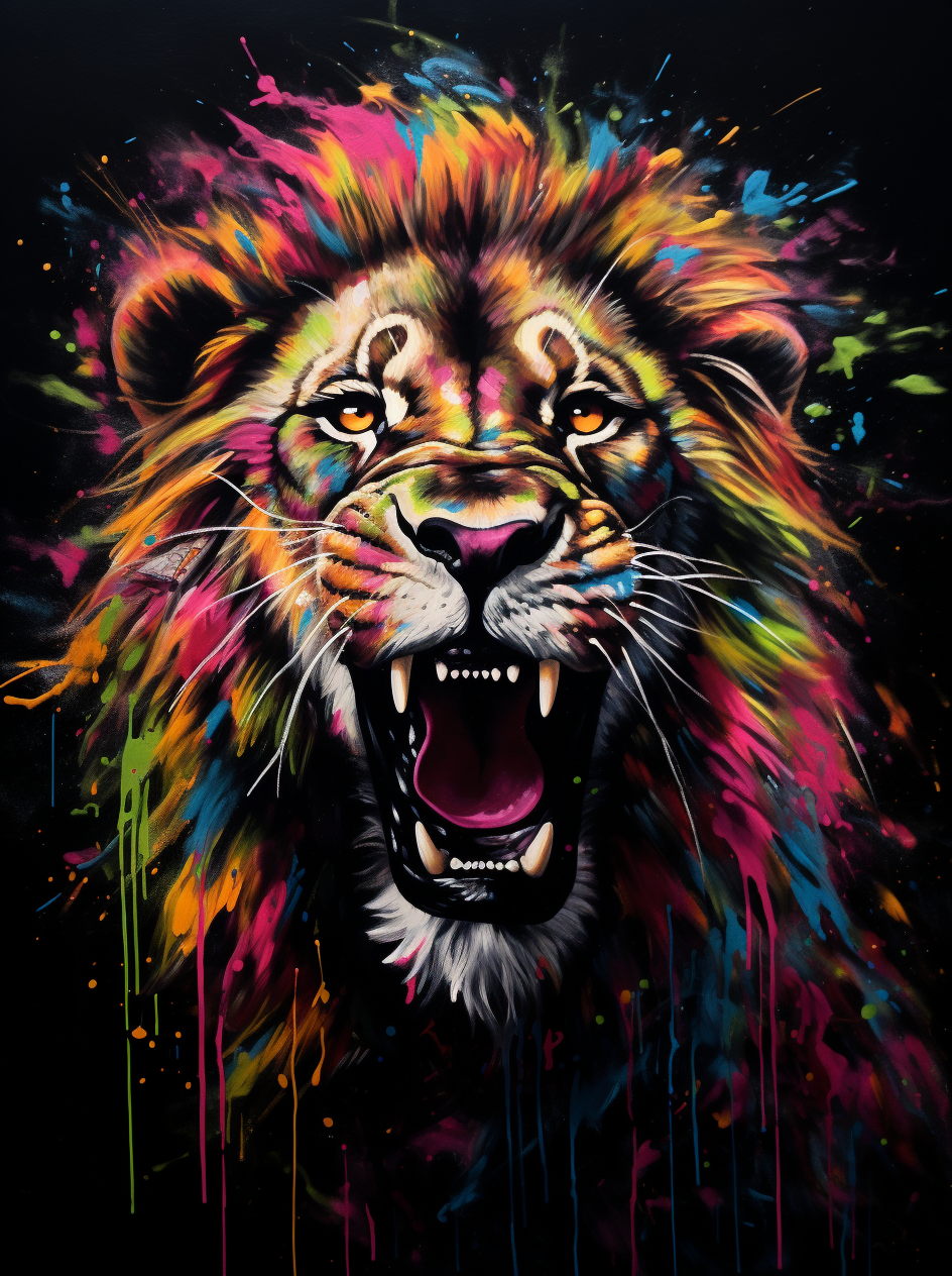 Painting Colorful Lion Roar