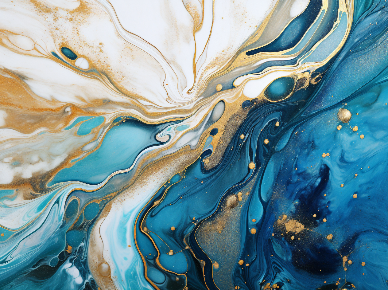 Abstract Painting Blue Gold And White