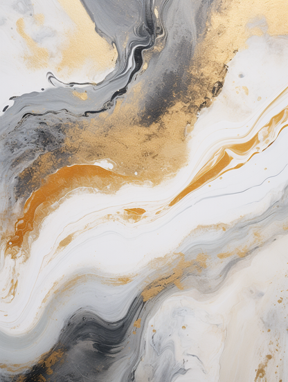 Abstract Design Golden And White Painting 2.0