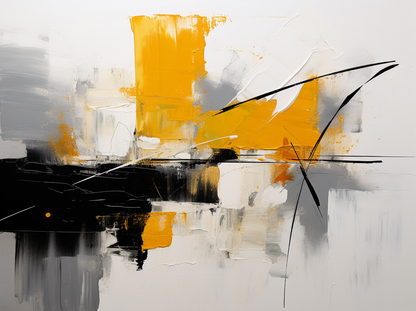 Abstract Painting Yellow Gray And White