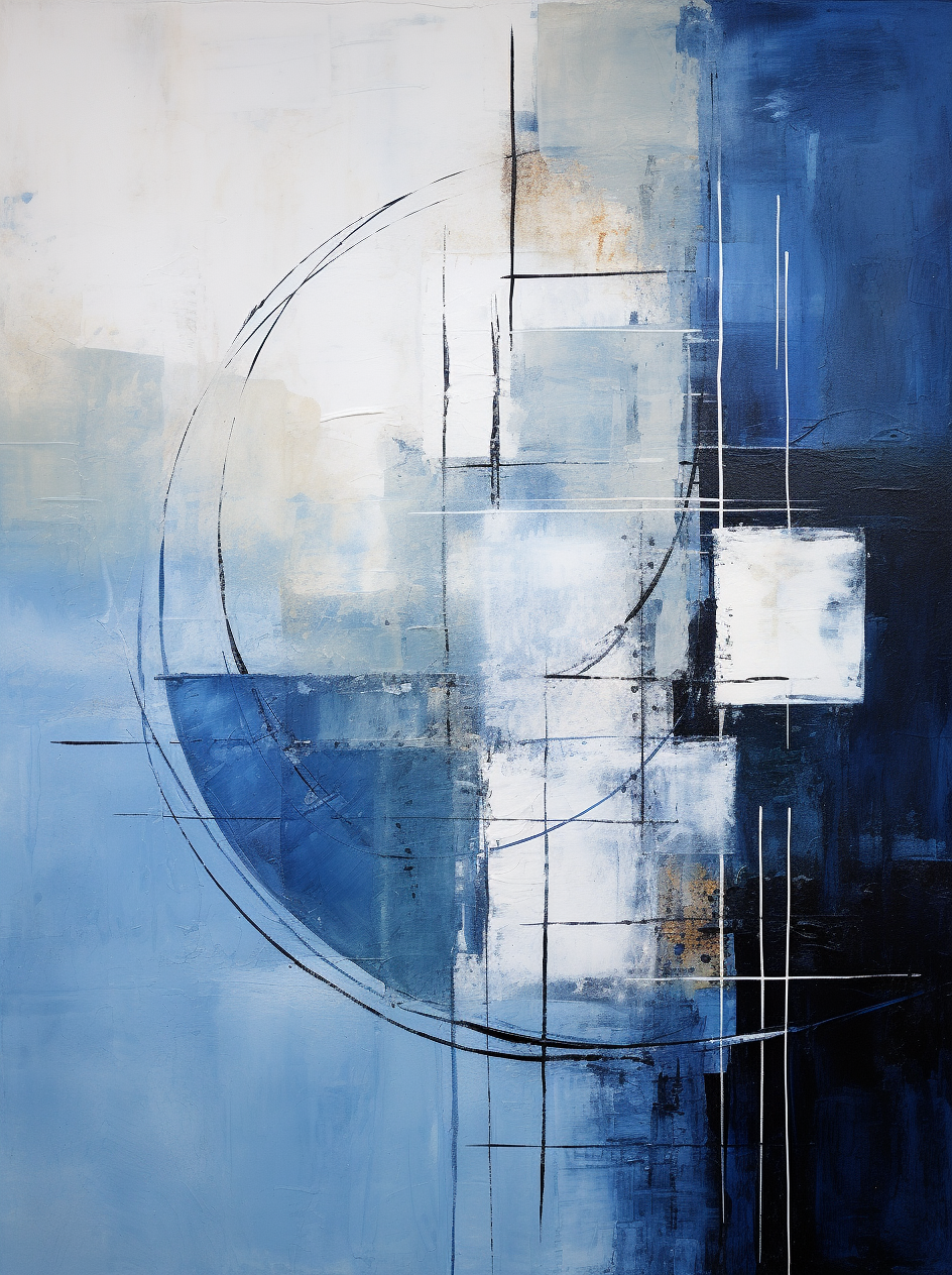 Abstract Blue And White Modern Painting
