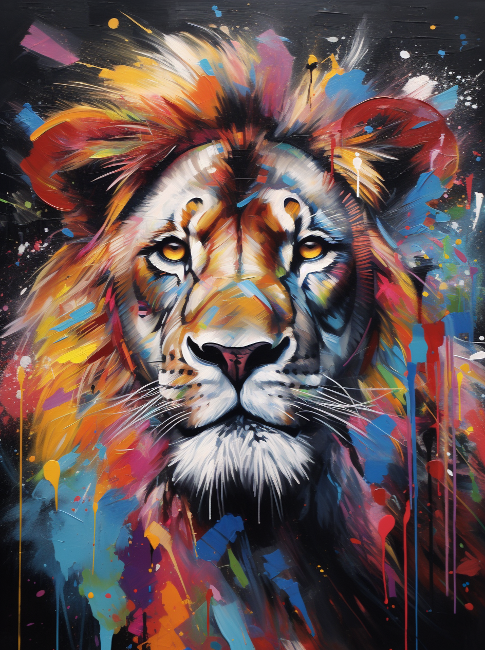 Painting Colorful Lion
