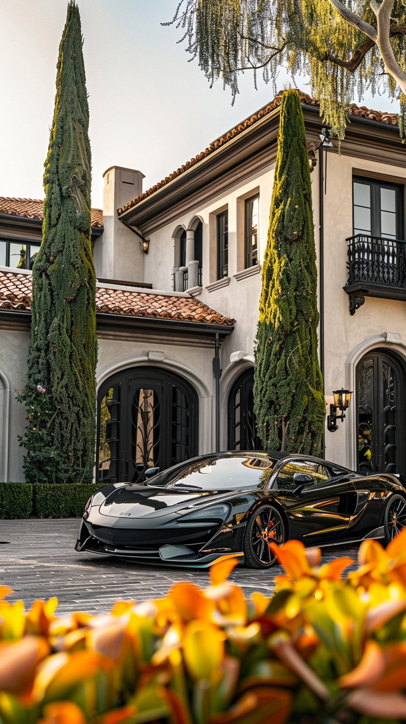 Black Mclaren In Beverly Hills Mansion