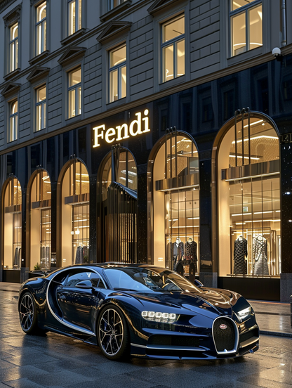 Bugatti Chiron Front of Fendi Store 2.0