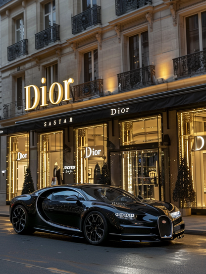 Bugatti Chiron Front of Dior Store