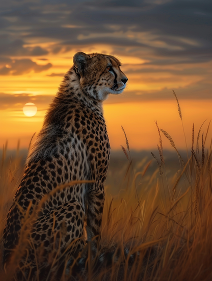 Cheetah Savannah Sunset