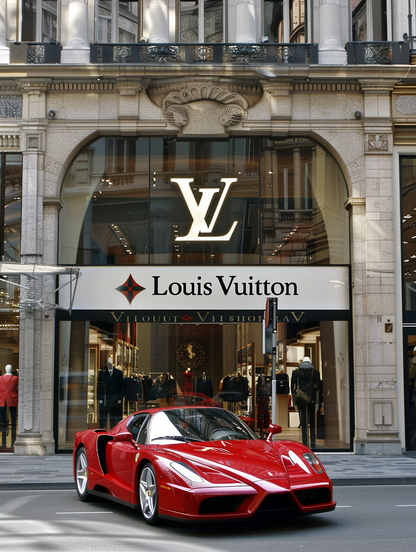 Ferarri Front of Louis vuitton Store