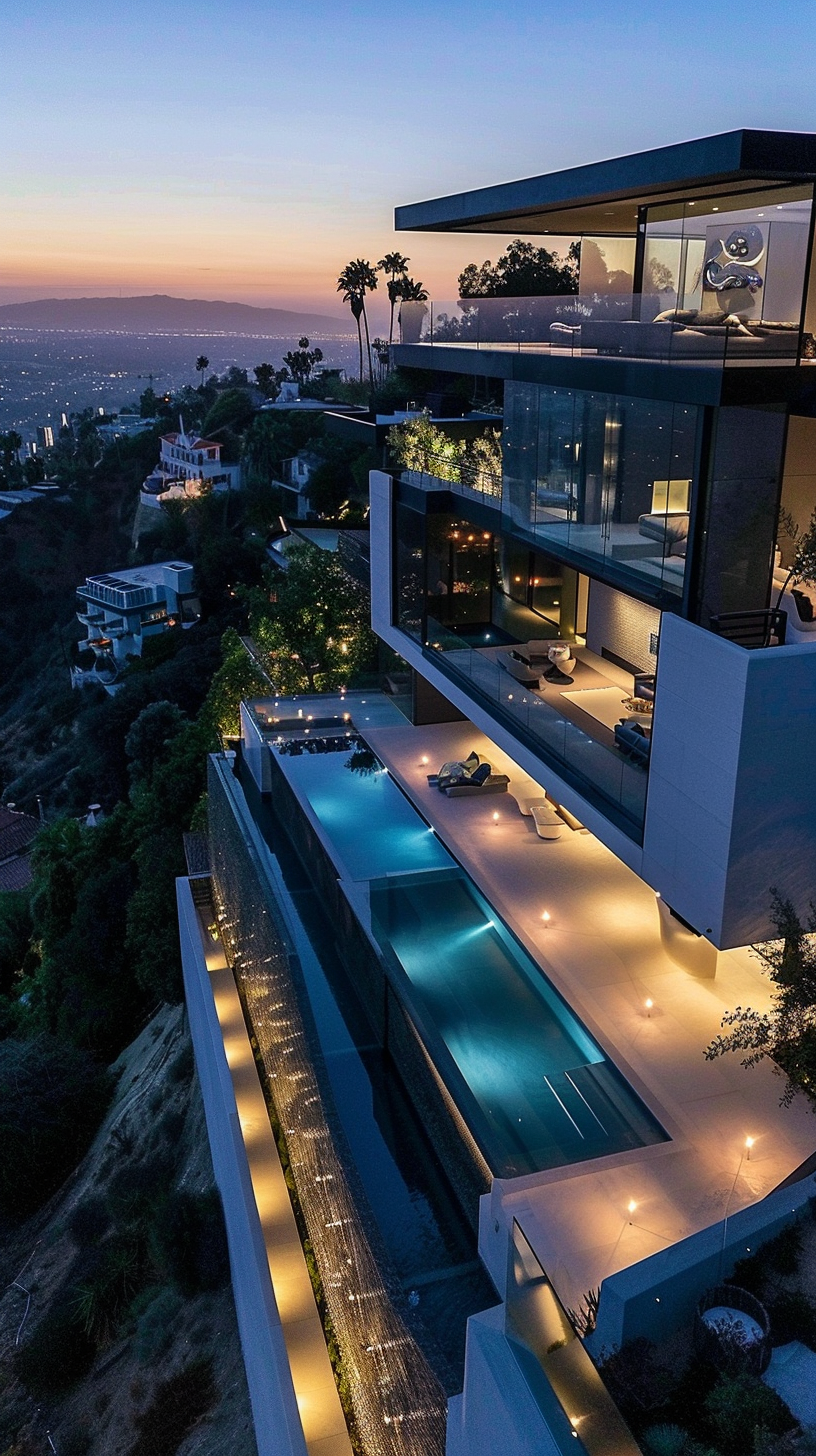 Hollywoods Hills Mansion Night