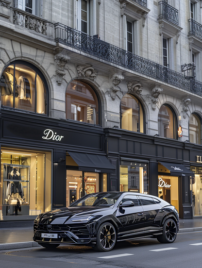 Black Lambo Urus Front of Dior Store 3.0