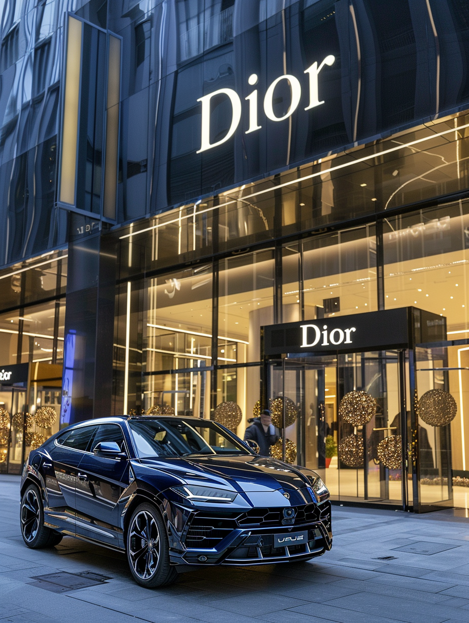 Black Lambo Urus Front of Dior Store 4.0