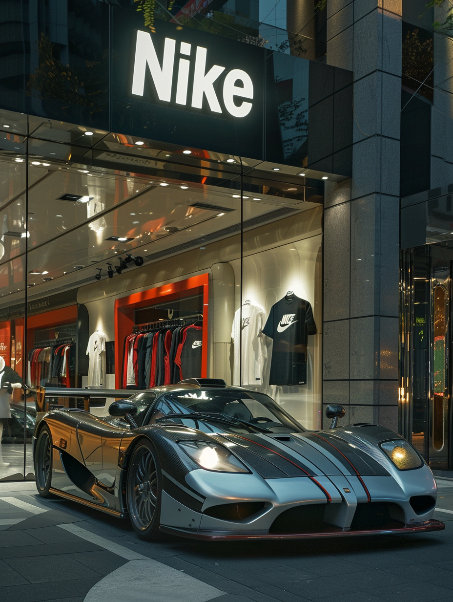 Supercar Front of Nike Store