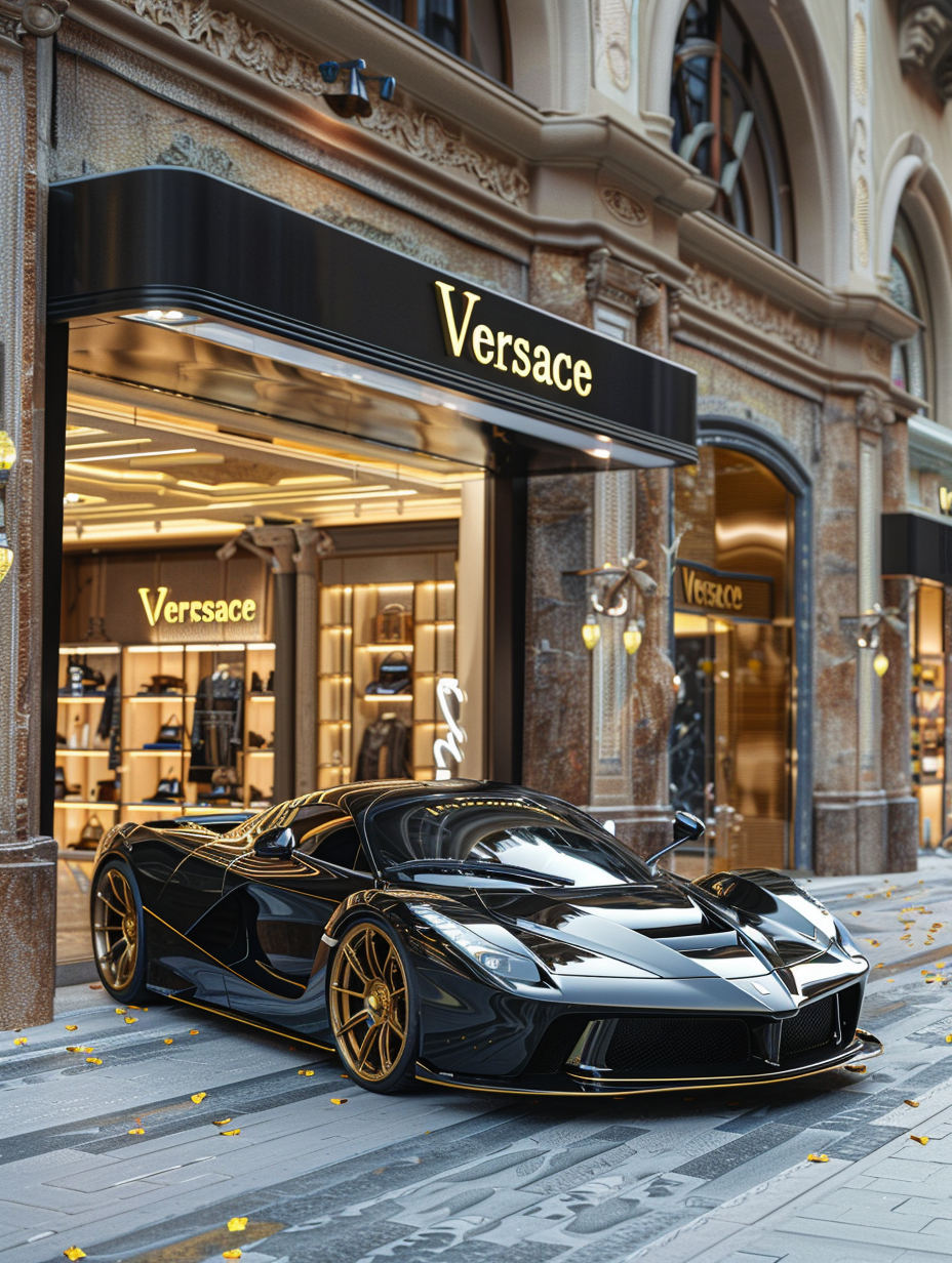 Ferrari Front of Versace Store 2.0