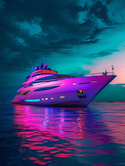 Luxury Yacht purple light